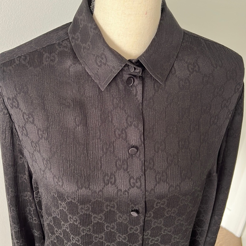 Women's check GG silk crêpe shirt